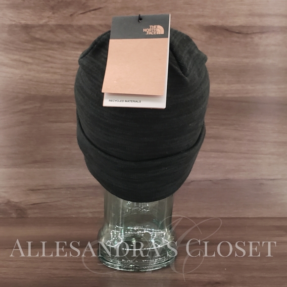 The North Face Hat Beanie Tnf Black Heather Embroidered Earthscape Knit Outdoor - Picture 5 of 5